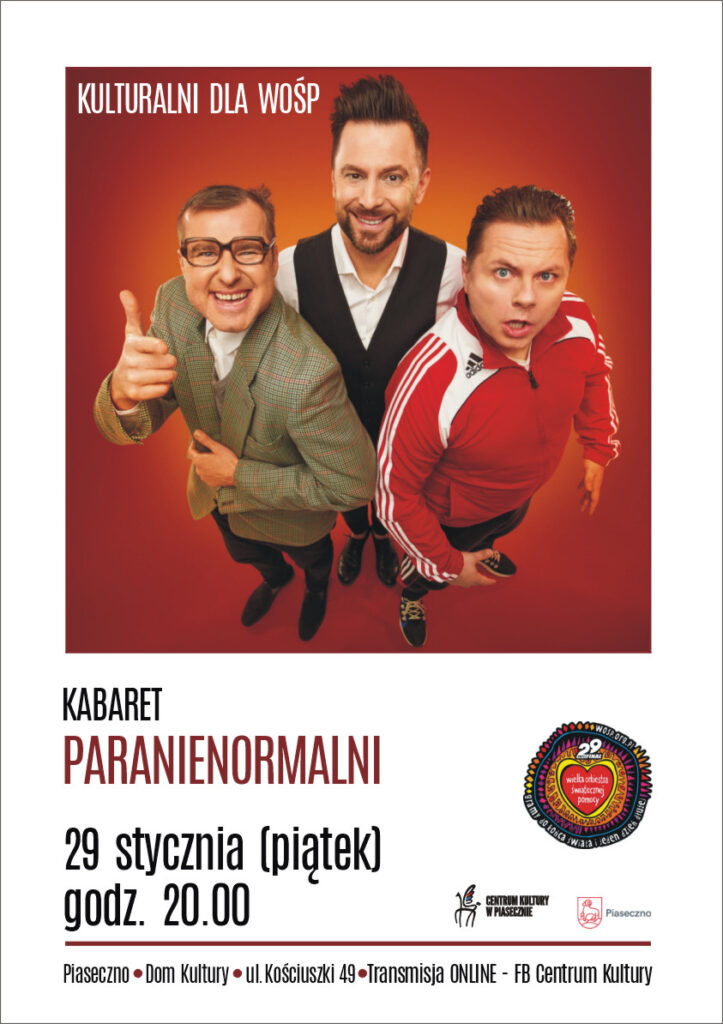 Plakat wydarzenia Kulturalni dla WOŚP. Kabaret Paranienormalni 