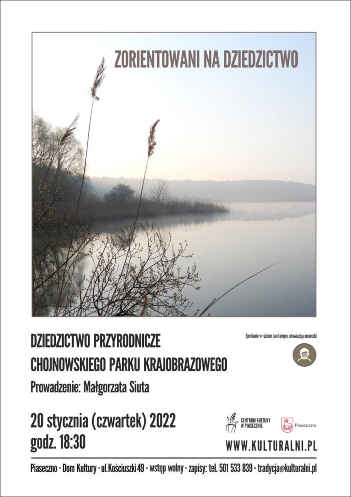 Plakat wydarzenia Zorientowani na dziedzictwo. Dziedzictwo przyrodnicze Chojnowskiego Parku Krajobrazowego