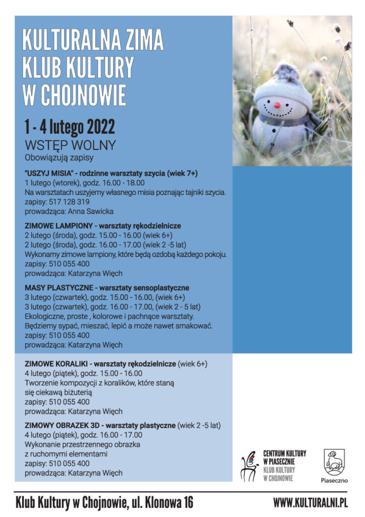 Plakat wydarzenia kulturalna Zima - Klub Kultury w Chojnowie
